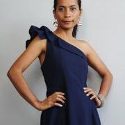 Navy Blue Maxi Dress - One Shoulder Bridesmaid Dress : True Elegance Collection II
