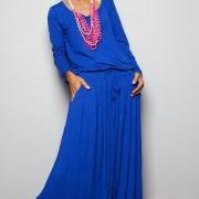 Royal Blue Maxi Dress - Long Sleeve dress