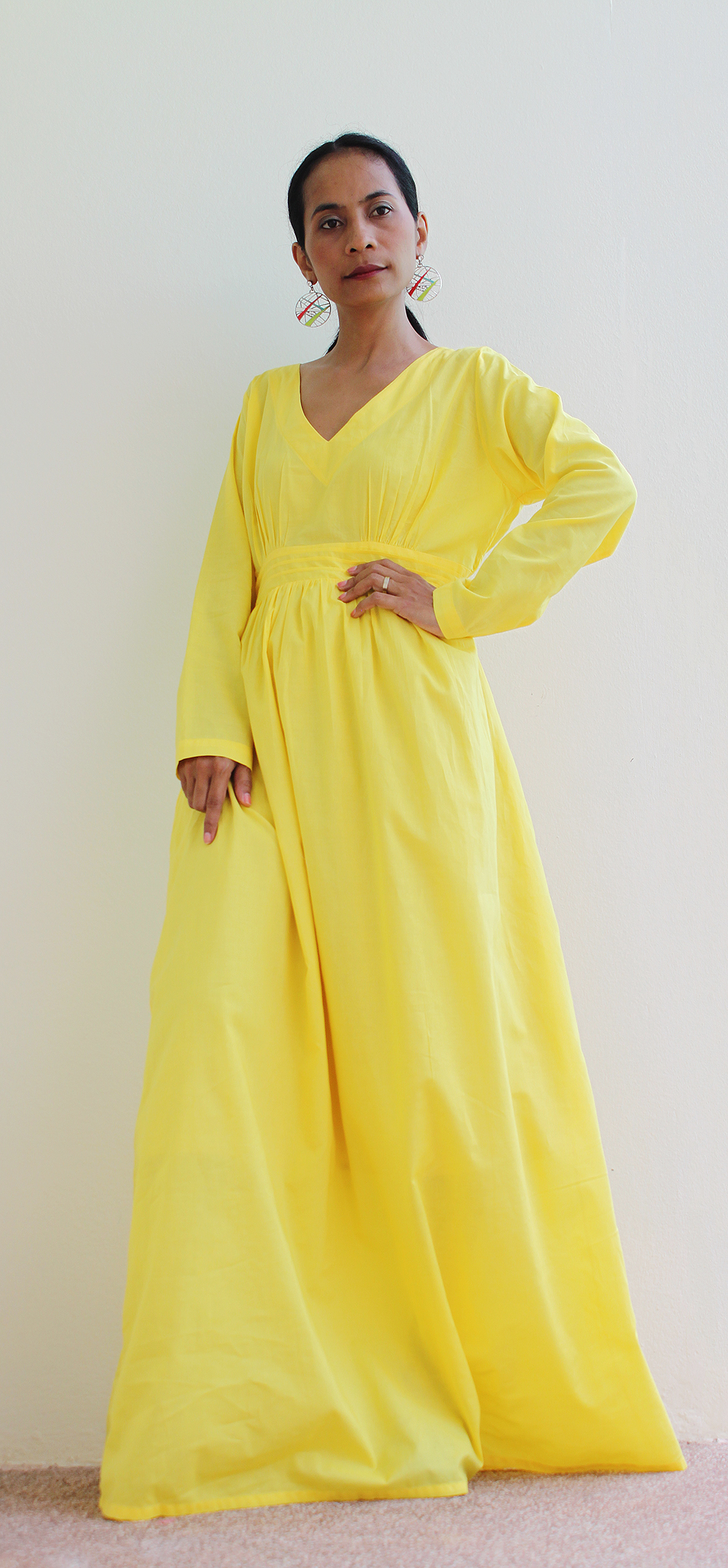 long sleeve maxi dress yellow