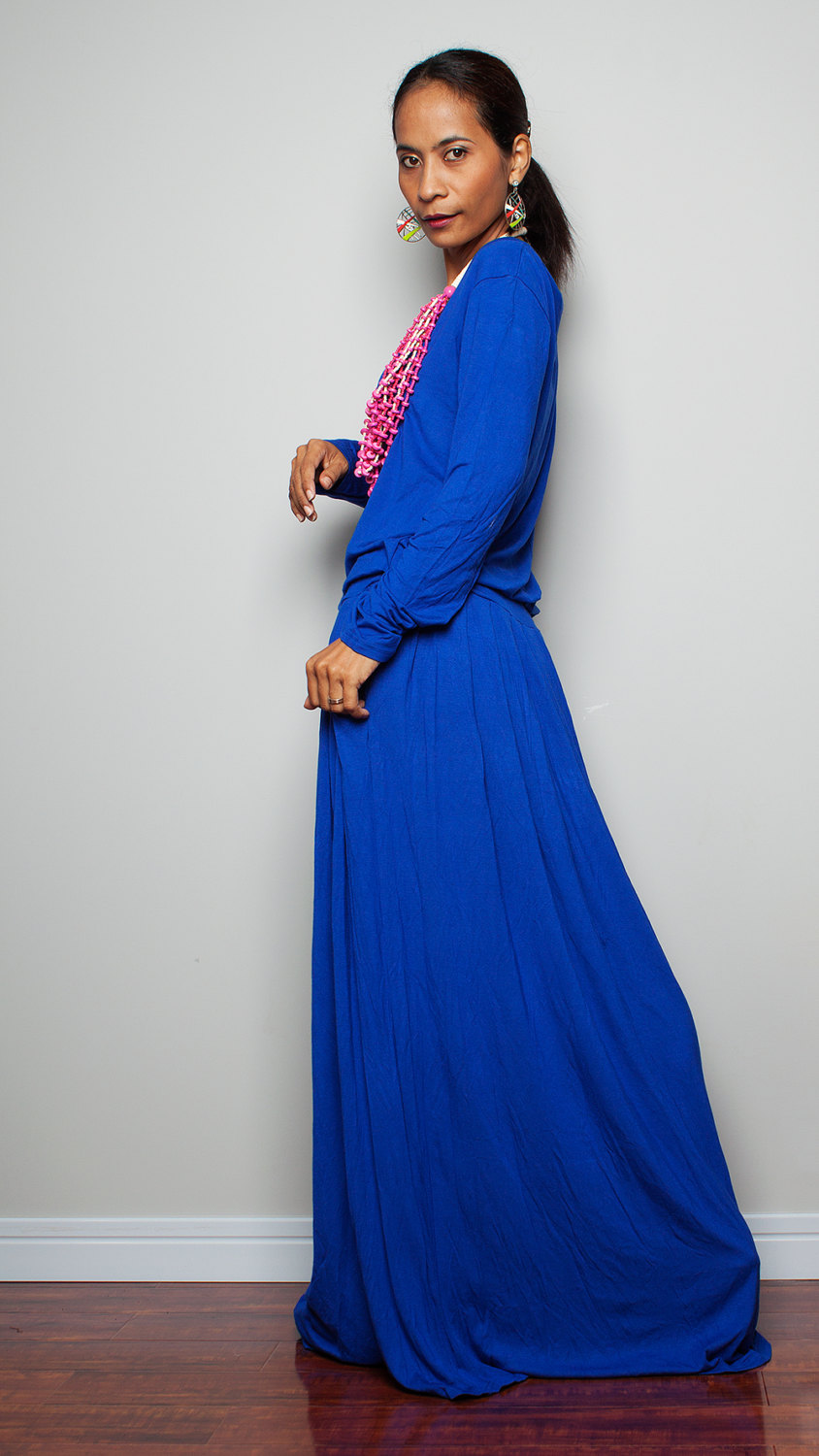Royal Blue Maxi Dress - Long Sleeve Dress on Luulla