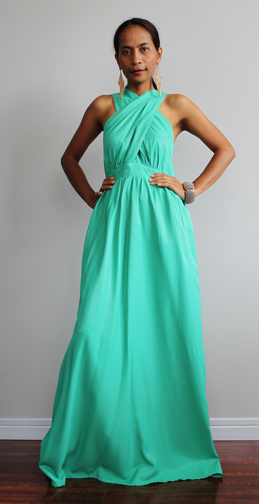 Bridesmaid Dress Cross Over Dress With Pleated Skirt True Elegance