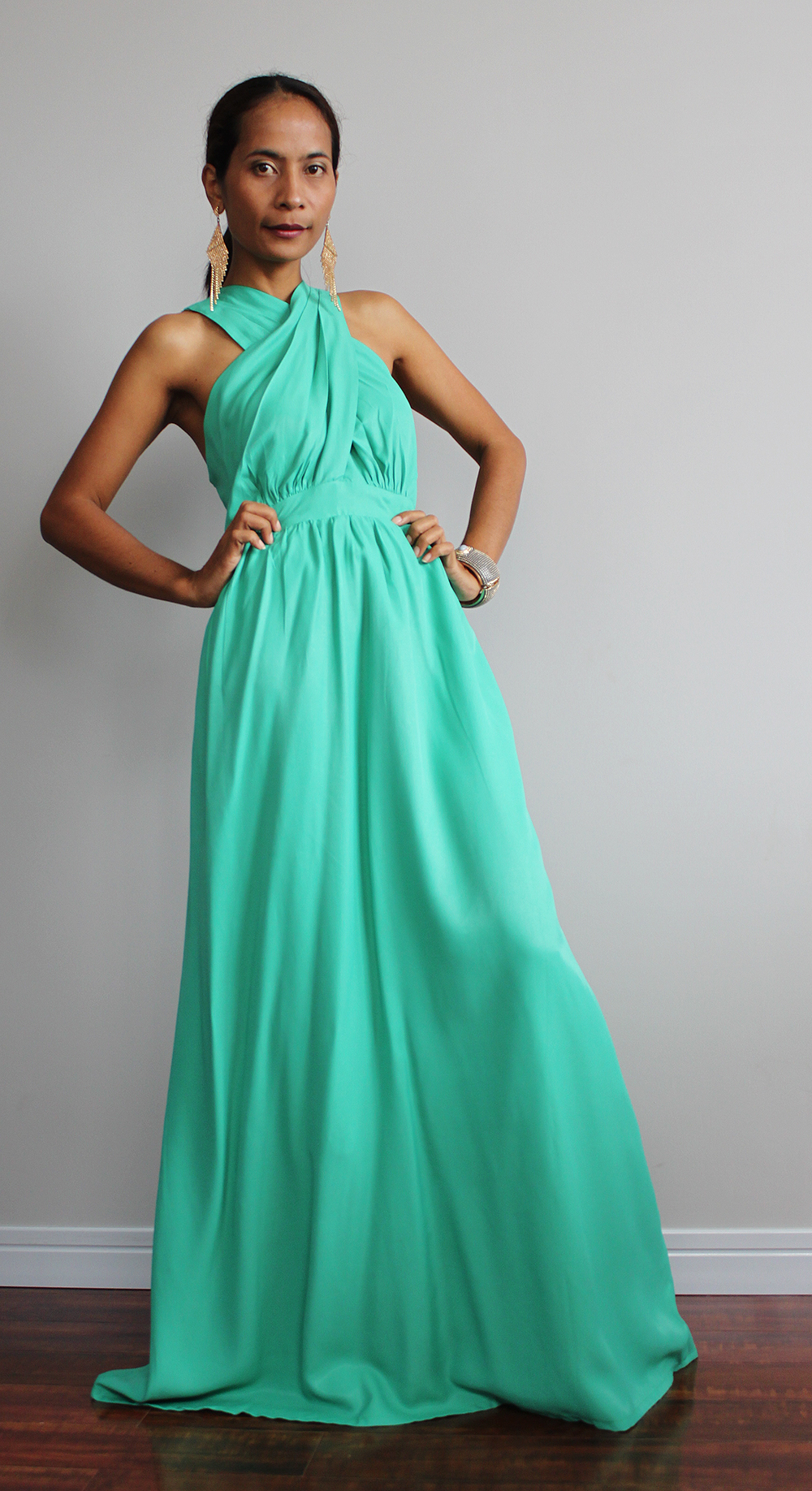 Bridesmaid Dress Cross Over Dress With Pleated Skirt True Elegance