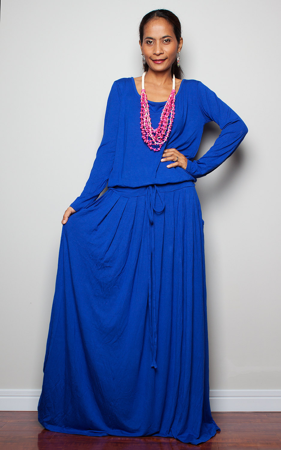 Royal Blue Maxi Dress - Long Sleeve Dress on Luulla
