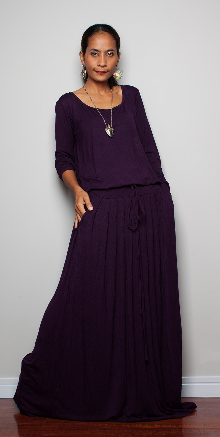 Deep Purple Maxi Dress - Long Sleeve Dress on Luulla