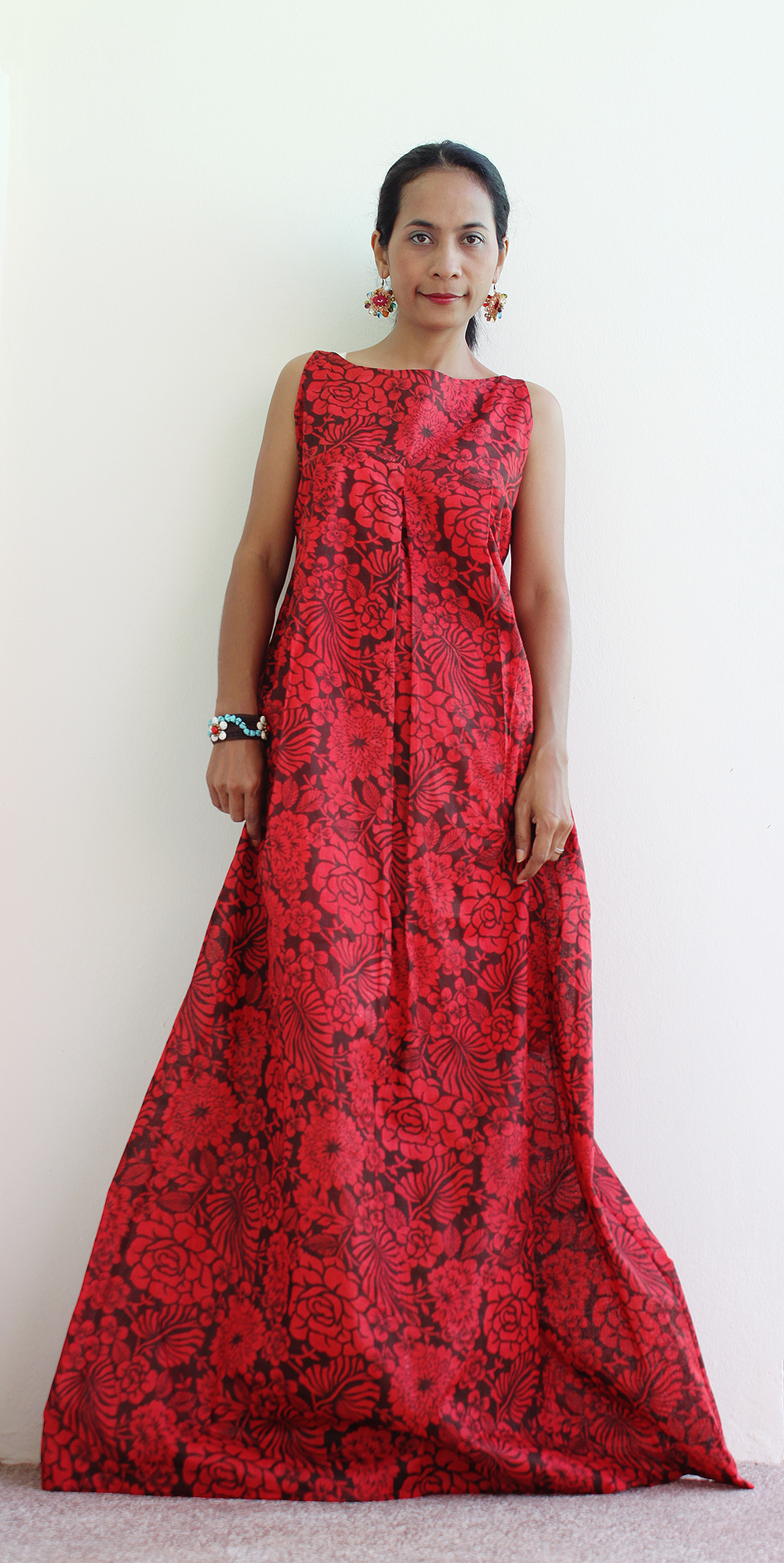 Red Floral Maxi Dress - Sleeveless Summer Dress : Happy Holiday ...